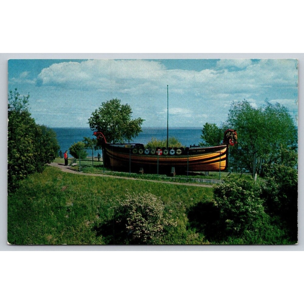 Vintage Postcard Leif Erikson Viking Ship Duluth Minnesota MN Gallagher's Studio